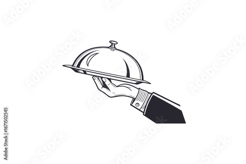 Serving icon waiter hand cloche food service restaurant dining