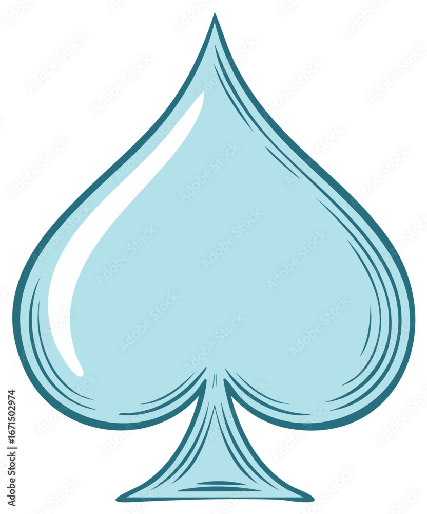 Fototapeta premium Blue Spade Symbol Transparent Liquid Drop