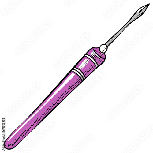 Illustration of a latch hook tool for rug making, needle, textile craft supply, hobby item