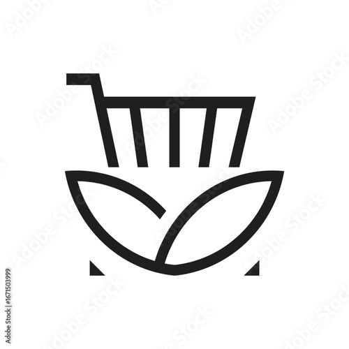 Eco-Friendly Shopping Cart Icon Sustainable Commerce Symbol