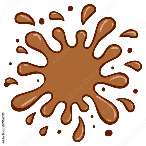 Brown liquid splash or mud splat cartoon vector illustration