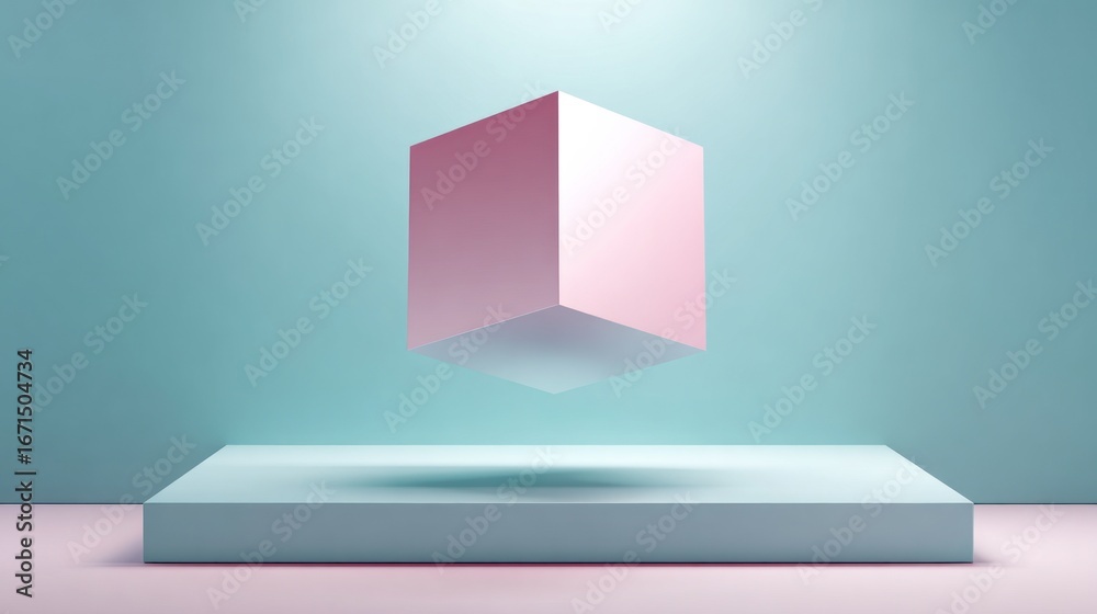 Fototapeta premium Abstract geometric cube display platform