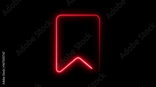 Glowing neon line bookmark save icon animation. representing saved pages, reading list, favorites, quick access, marked items, and modern digital interface navigation tool design 
