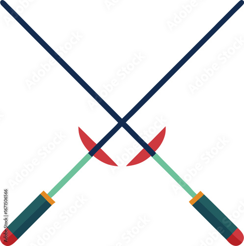 Vector of Crossed Fishing Rods