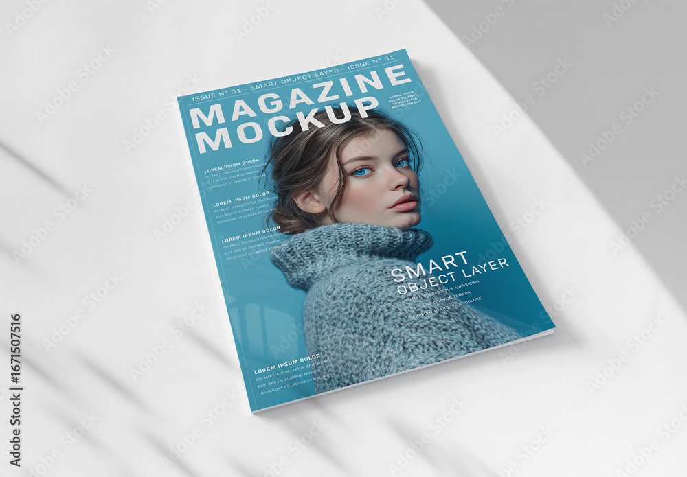 Magazine Cover With Editable Soft Shadows Mockup Stock Template | Adobe ...