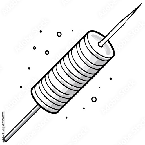 Stylized Illustration of a Roll of Beads on a Pin, Art and Hobby Concept