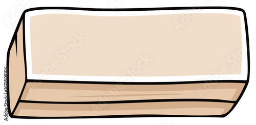 Simple cartoon drawing of a classic wooden blackboard duster for school