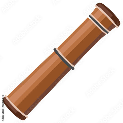 Simple brown bamboo shofar musical instrument with black bands for jewish holidays and religious ceremonies