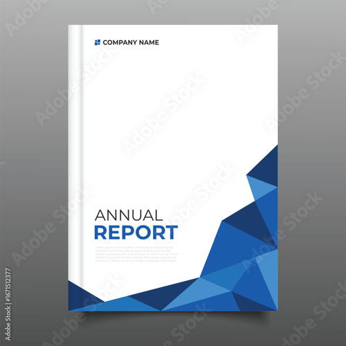 business blue triangle geometric annual report cover template flyer design