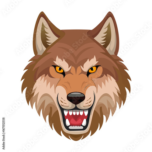wolf's head frontal view, vector illustration