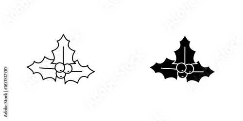 Christmas holly berry icon, Vector Illustration, Outlined Icon