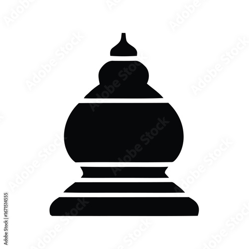 Black silhouette of a chess bishop white piece