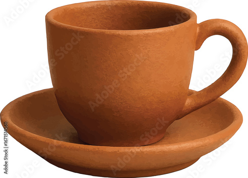 3D Earthen Tea Cup with saucer
