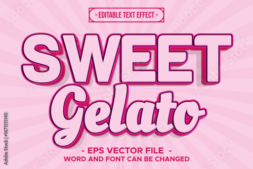 Sweet Gelato Editable Text Effect, Pink 3D Typography EPS Vector