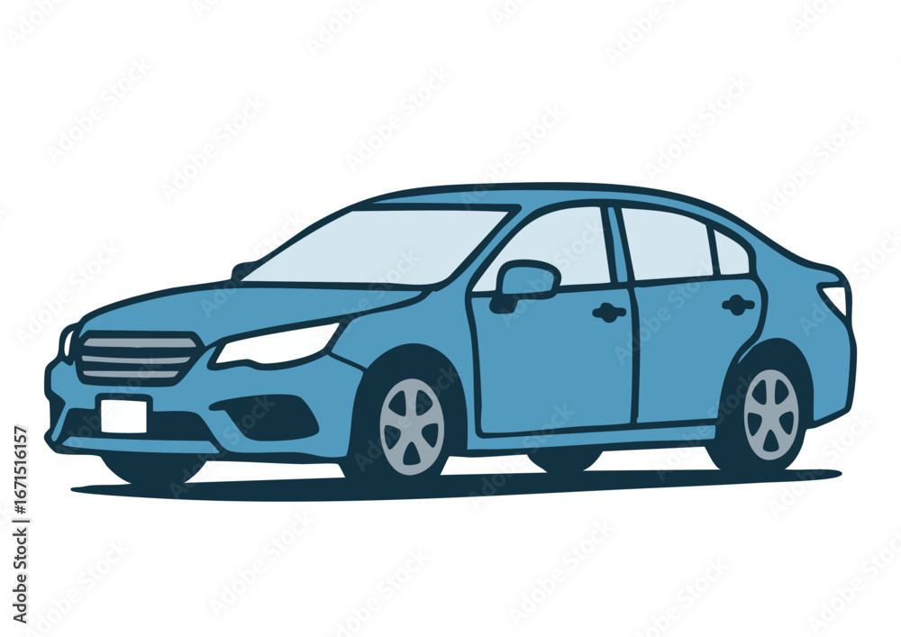 Fototapeta premium セダン乗用車のシンプルなイラスト