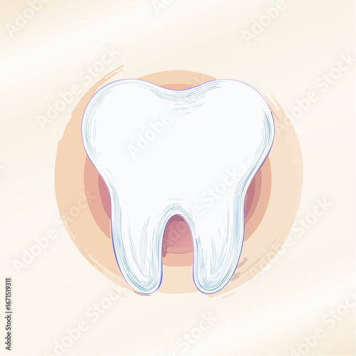Dental health icon Simple tooth illustration in a clean, modern design with a pastel palette