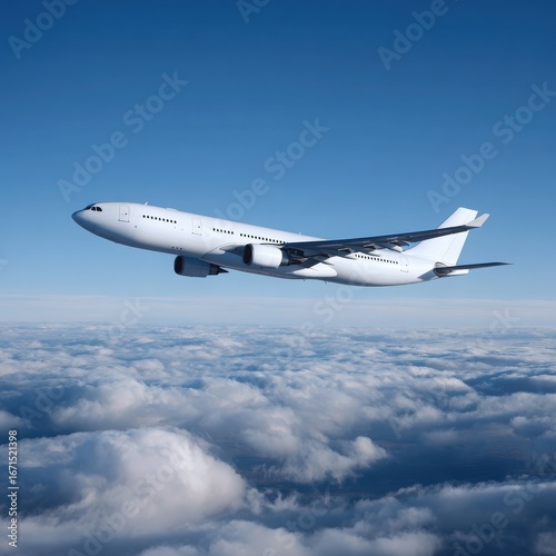 Jet Airplane Flying Above White Cloudy Sky