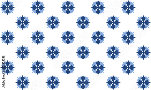 Blue Seamless geometric flower dot diamond pattern in two tone blue. blue flower checkerboard, chessboard seamless Repeat seamless pattern design for fabric printing or background