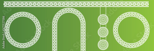 Decorative festive background with mandala and frames. Durga Puja Festival Banner Design Template with mandala hanging ornaments and ornate circular and arch frames perfect for festival or celebration