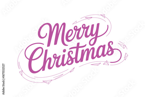 Pink Merry Christmas Calligraphy with Paper Airplanes and Swirls script lettering