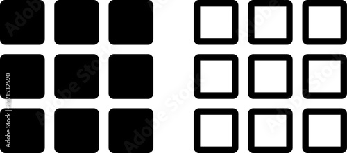 Grid/Apps Icon – 3x3 Squares. Grid icon representing apps, gallery, dashboard or grid view.