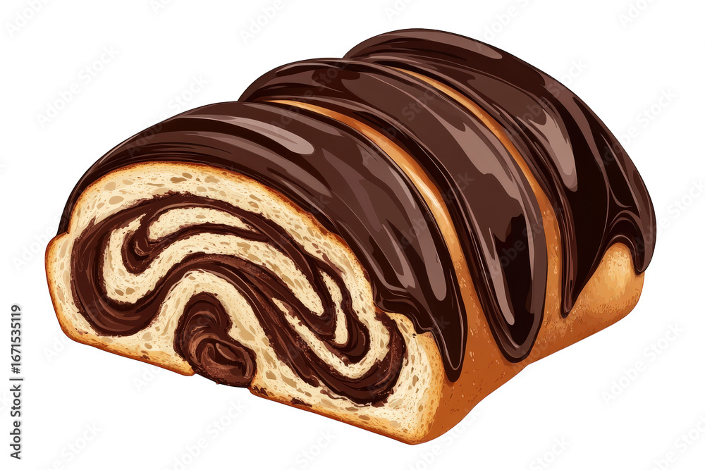 custom made wallpaper toronto digitalSlice of chocolate babka isolated on transparent background in a studio shot