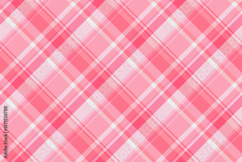 Charming pink plaid pattern. Perfect for backgrounds, textiles, or designs needing a touch of sweetness. Versatile, cheerful, and visually appealing texture.