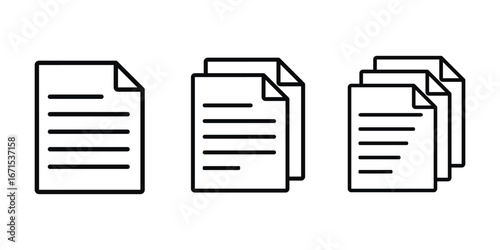 Paper documents icons. Line symbol and document icon. Paper symbol with single and multiple pages. vector illustration.