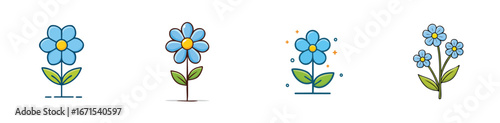 Forget-Me-Not vector icon collection with clean lines and modern minimal style.