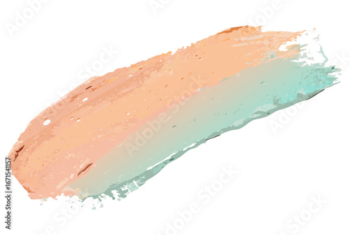 Peach and mint green gradient paint strokes mixing on transparent background for vibrant packaging elements and modern graphic compositions for cosmetic product packaging and promotional web assets