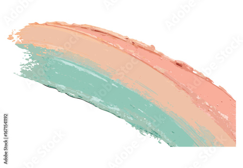 Peach and mint green gradient paint strokes mixing on transparent background for vibrant packaging elements and modern graphic compositions for cosmetic product packaging and promotional web assets