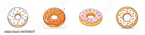 Donuts vector icon collection with clean lines and modern minimal style.
