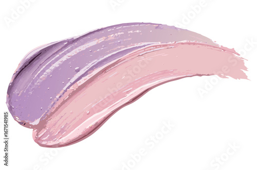 Pink purple creamy paint blending into textured brushstroke on transparent background for beauty packaging and cosmetic product visuals and web banners and for packaging and label design