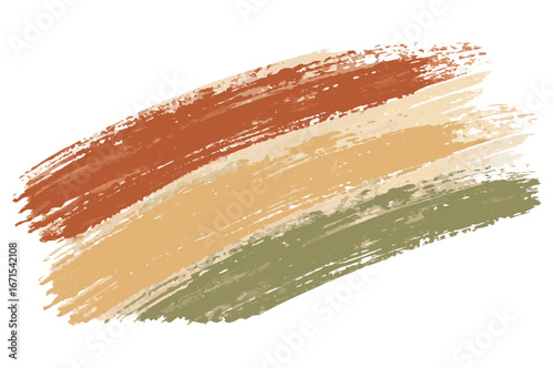 Creamy foundation and concealer strokes in green beige and brown on transparent background for beauty and cosmetics packaging and swatches and for packaging and label design and for product marketing.