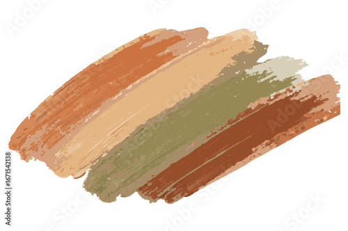 Creamy foundation and concealer strokes in green beige and brown on transparent background for beauty and cosmetics packaging and swatches and for packaging and label design and for product marketing.