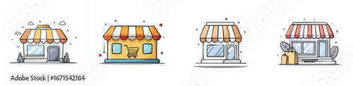 shopping vector illustration set featuring detailed, colorful design elements.