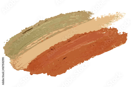Layered brushstrokes in orange green and beige on transparent background creating vibrant textured visual element for packaging and web design for packaging and label design for brand visuals
