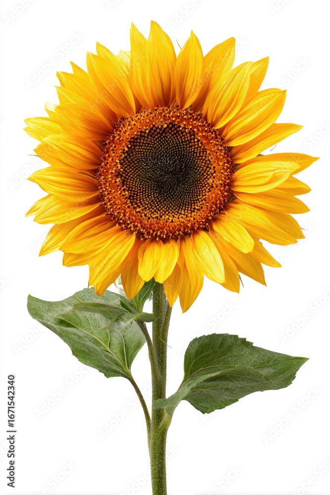 Obraz premium Close-up of a vibrant sunflower against a white background