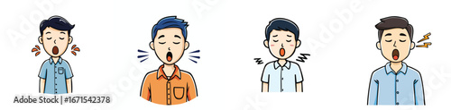 yawning vector illustration set featuring detailed, colorful design elements.