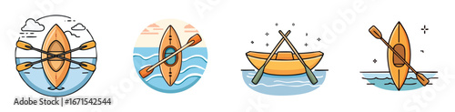 rowing vector illustration set featuring detailed, colorful design elements.