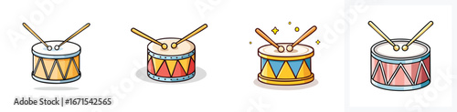 drumming vector illustration set featuring detailed, colorful design elements.