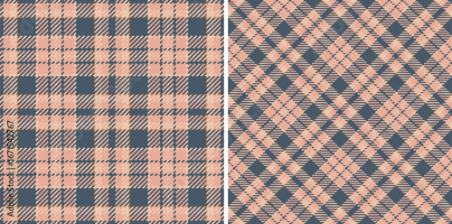 Check texture seamless of background textile fabric with a pattern vector plaid tartan. Set in trendy colors. Fashion trends with mixed straight stripes.