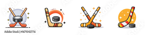 ice hockey vector illustration set featuring detailed, colorful design elements.