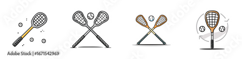 lacrosse vector illustration set featuring detailed, colorful design elements.