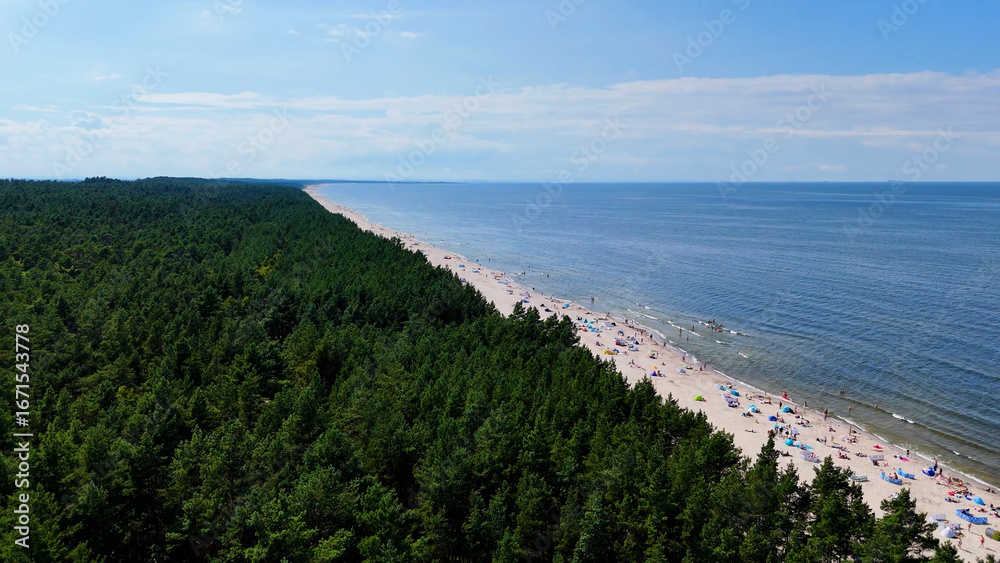 Fototapeta premium coast beach view from above Baltic Sea Stegna Poland