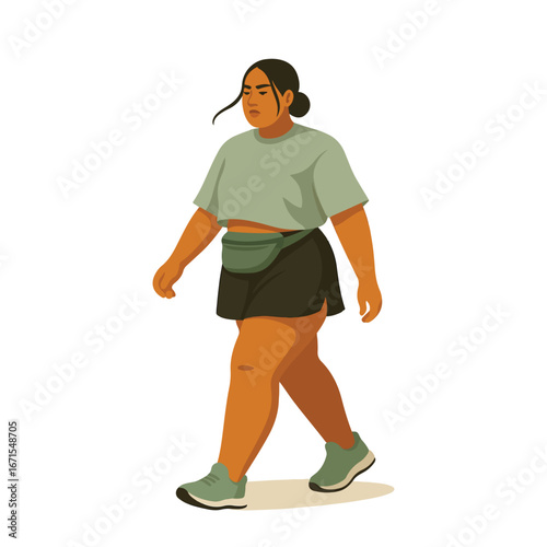 Plus-Size Woman Walking