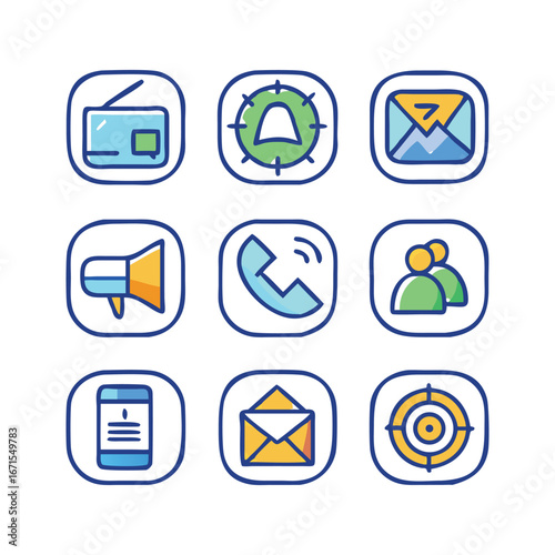 Modern phone call and other branding icons stylish vector art design 