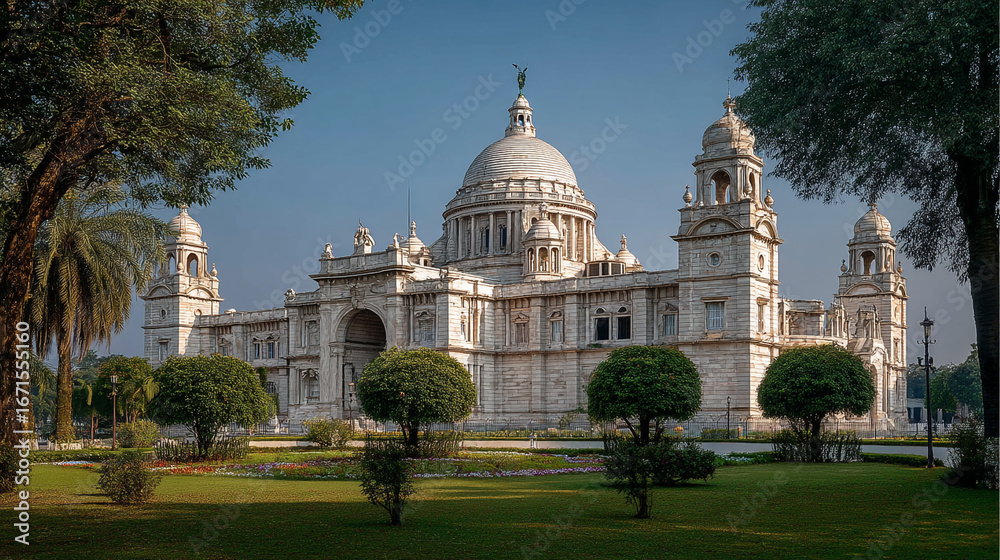 Obraz premium The beautiful Sacré-Cœur Basilica, a prominent white church in Paris, France, stands as a religious landmark atop Montmartre with its distinctive dome architecture