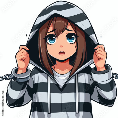 Vector image of a female prisoner in a prisoner