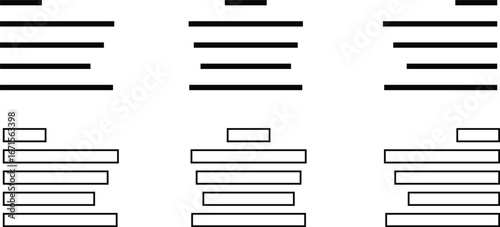 Align line icon set with solid and outline vector style. Collection of paragraph alignment, left, right, center, justify, and text formatting symbols for typography, UI, UX, apps, web and document des